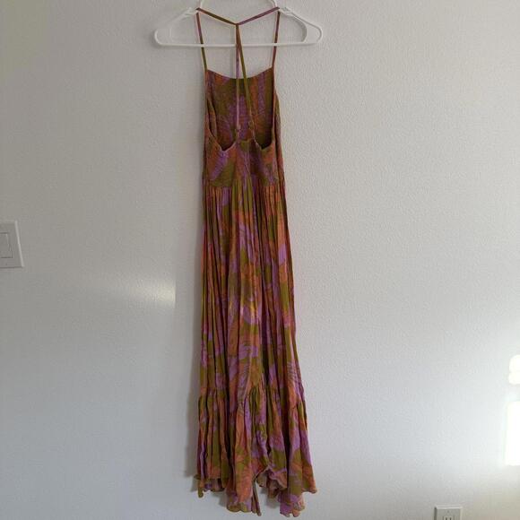 Free People Heat Wave Maxi Dress Sz XS Floral Boho Beach Purple Green - Picture 5 of 5